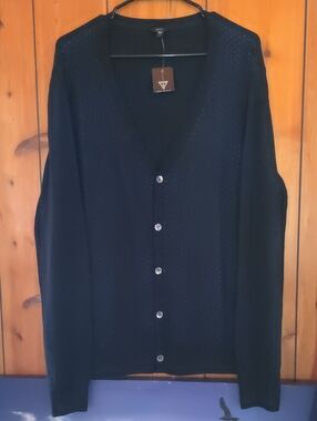 Guess Black V-Neck Button Cardigan